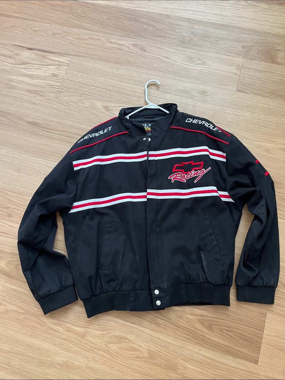 Essex Vintage Men’s Chevrolet NASCAR Racing Black Bomber Jacket size L